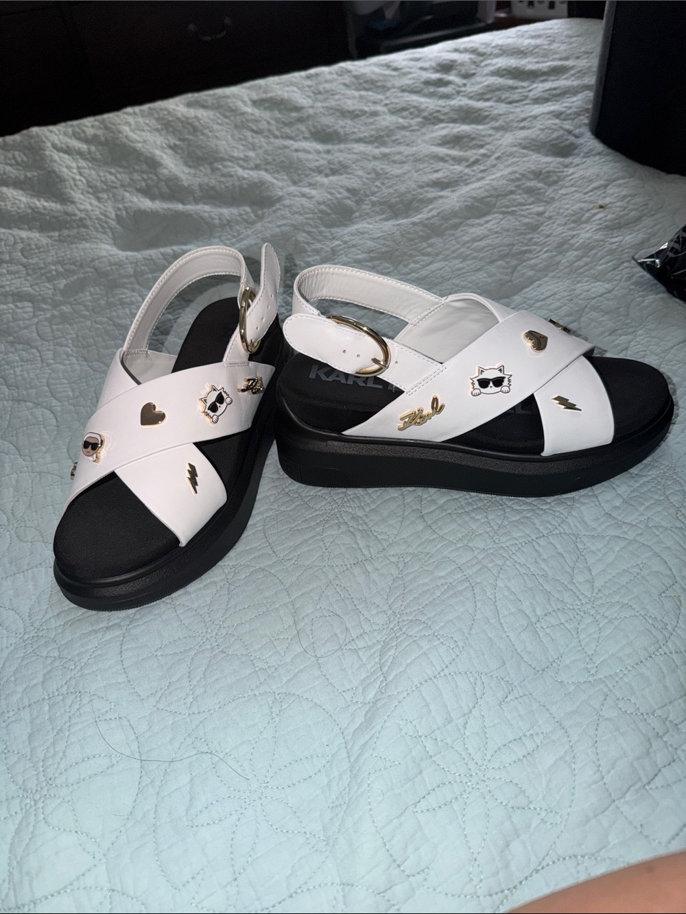 Karl lagersfeld White Tilda platform sandals
